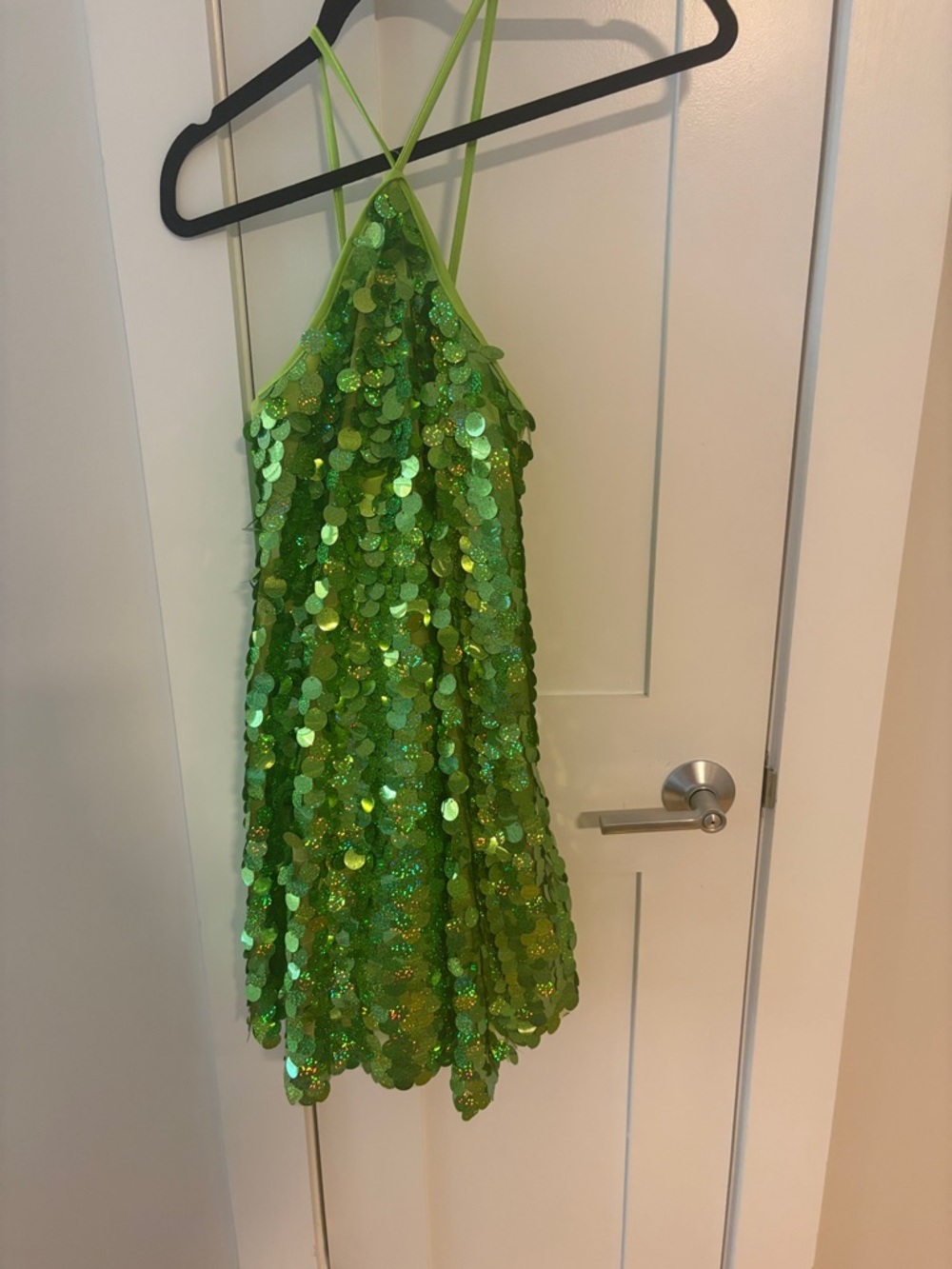 Green Sequin Slip Dress